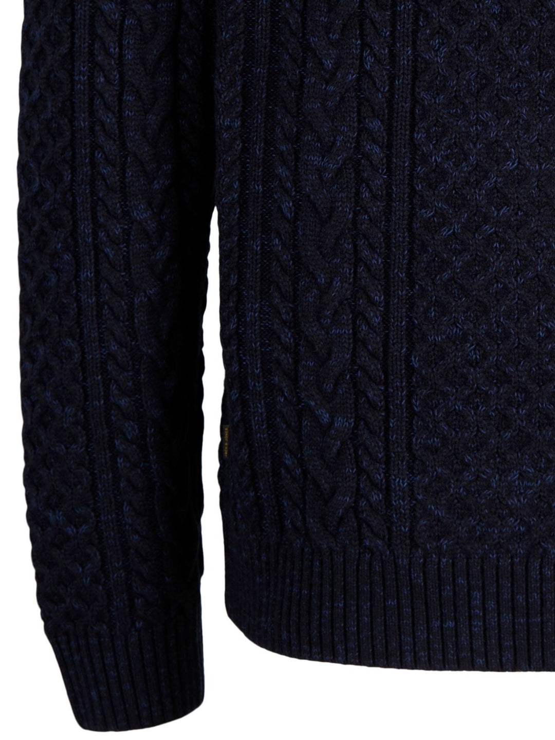 Dunkelblauer Herren Zopfstrickpullover mit Half-Zip