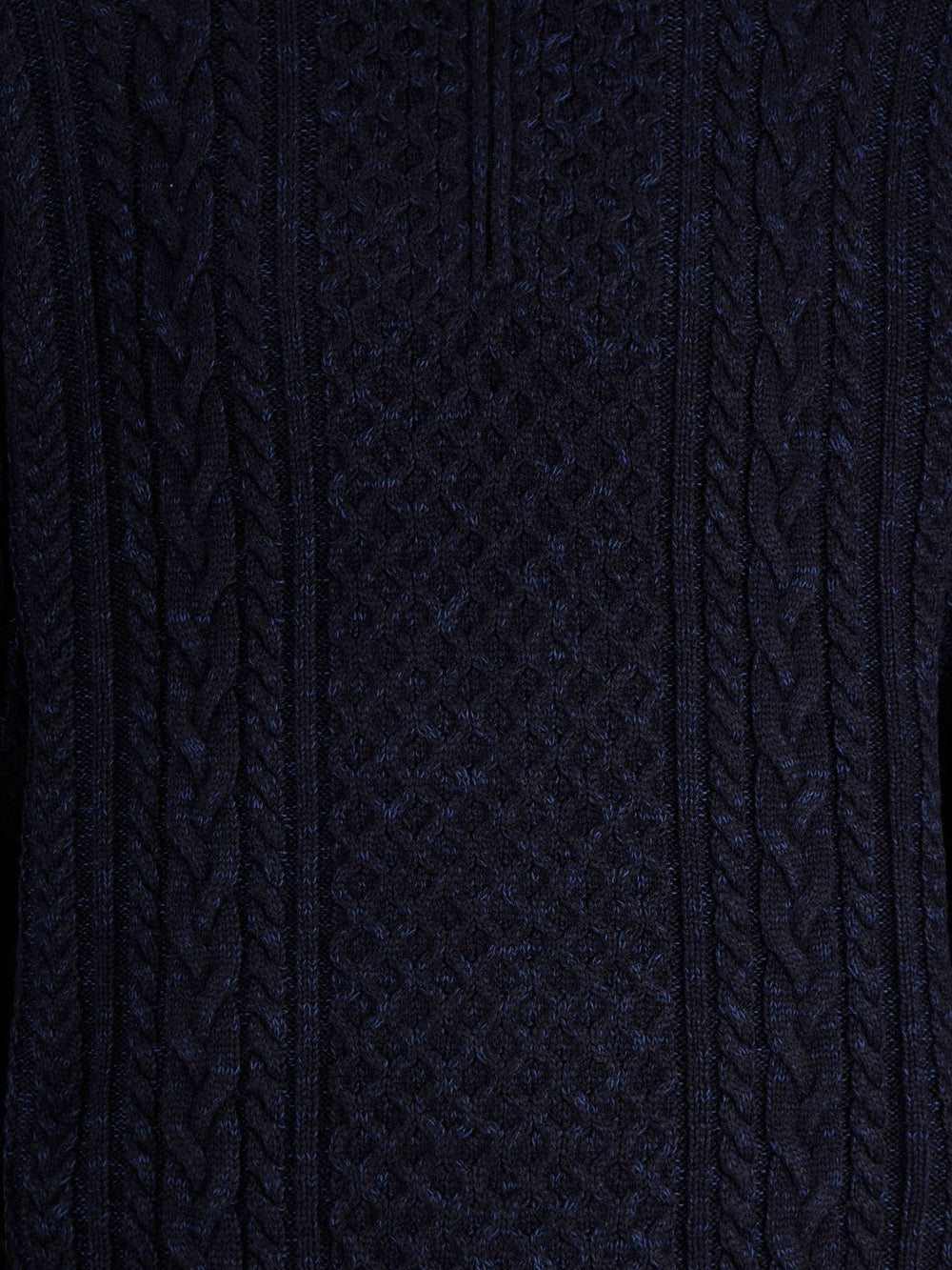 Dunkelblauer Herren Zopfstrickpullover mit Half-Zip