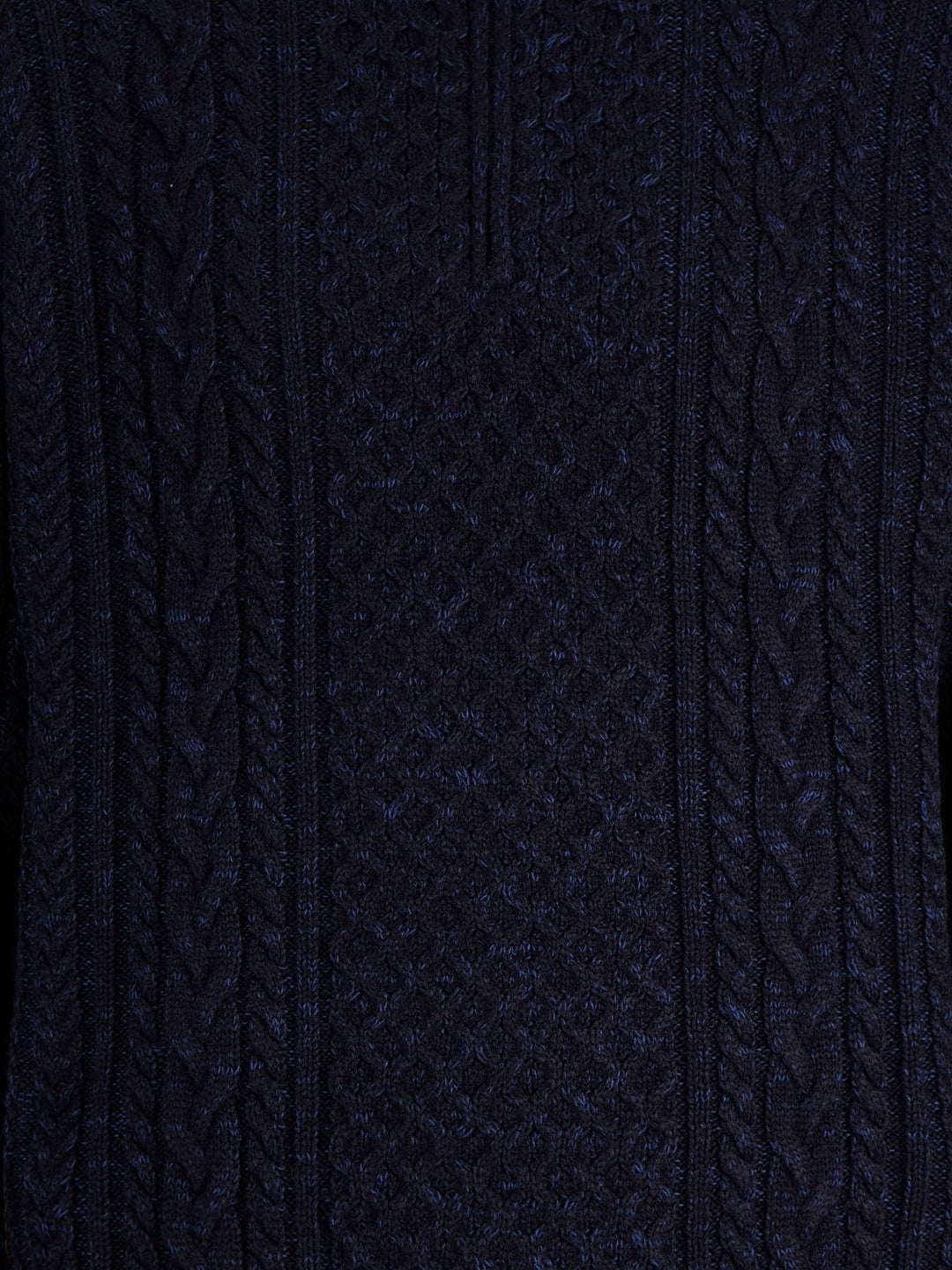 Dunkelblauer Herren Zopfstrickpullover mit Half-Zip