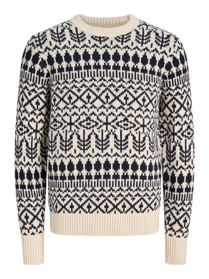 Beiger Herren Strickpullover mit Rundhalsausschnitt