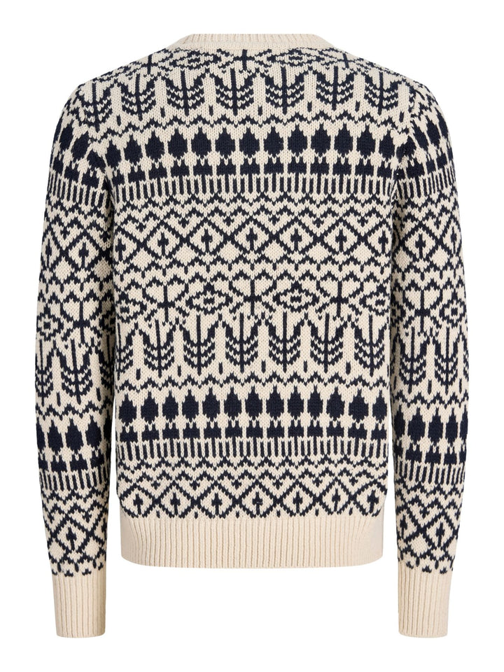 Beiger Herren Strickpullover mit Rundhalsausschnitt