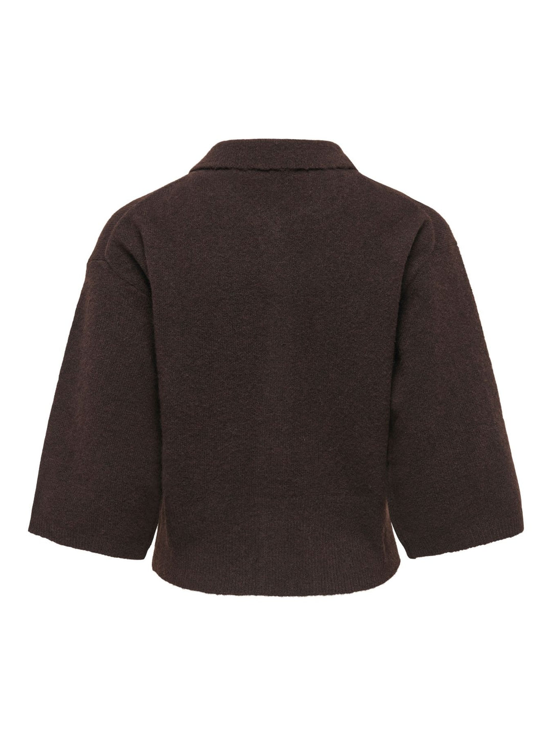 Damen Strickjacke in Coffee Bean mit Polokragen & 3/4-Arm