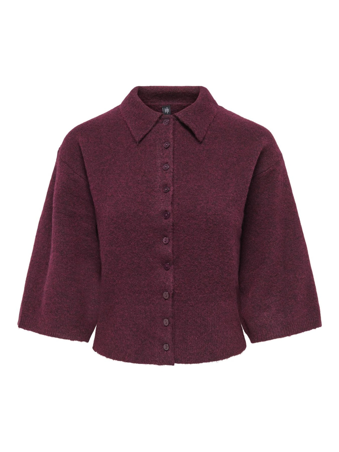 Damen Strickjacke in Fig mit Polokragen & 3/4-Arm