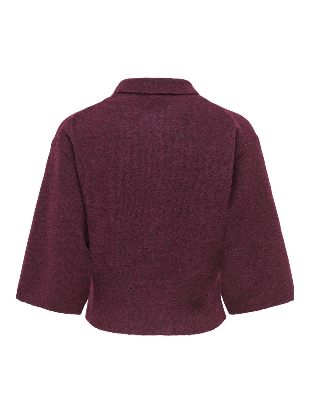Damen Strickjacke in Fig mit Polokragen & 3/4-Arm