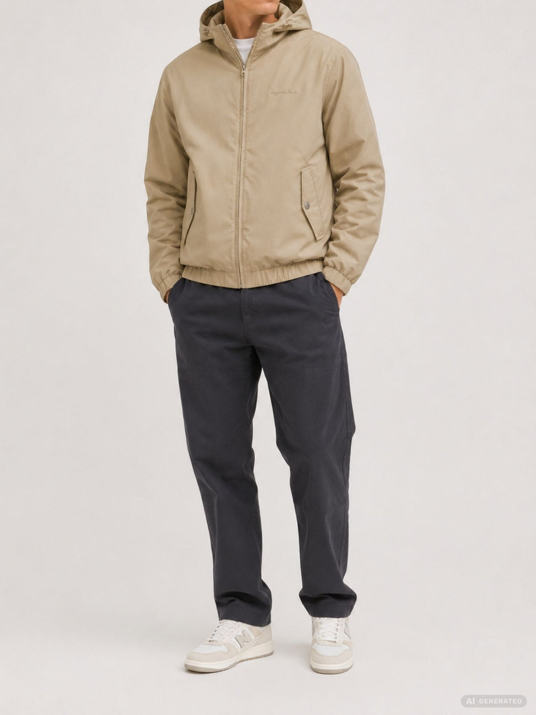 Herren Übergangsjacke in khaki mit Kapuze – wasserabweisend & funktional