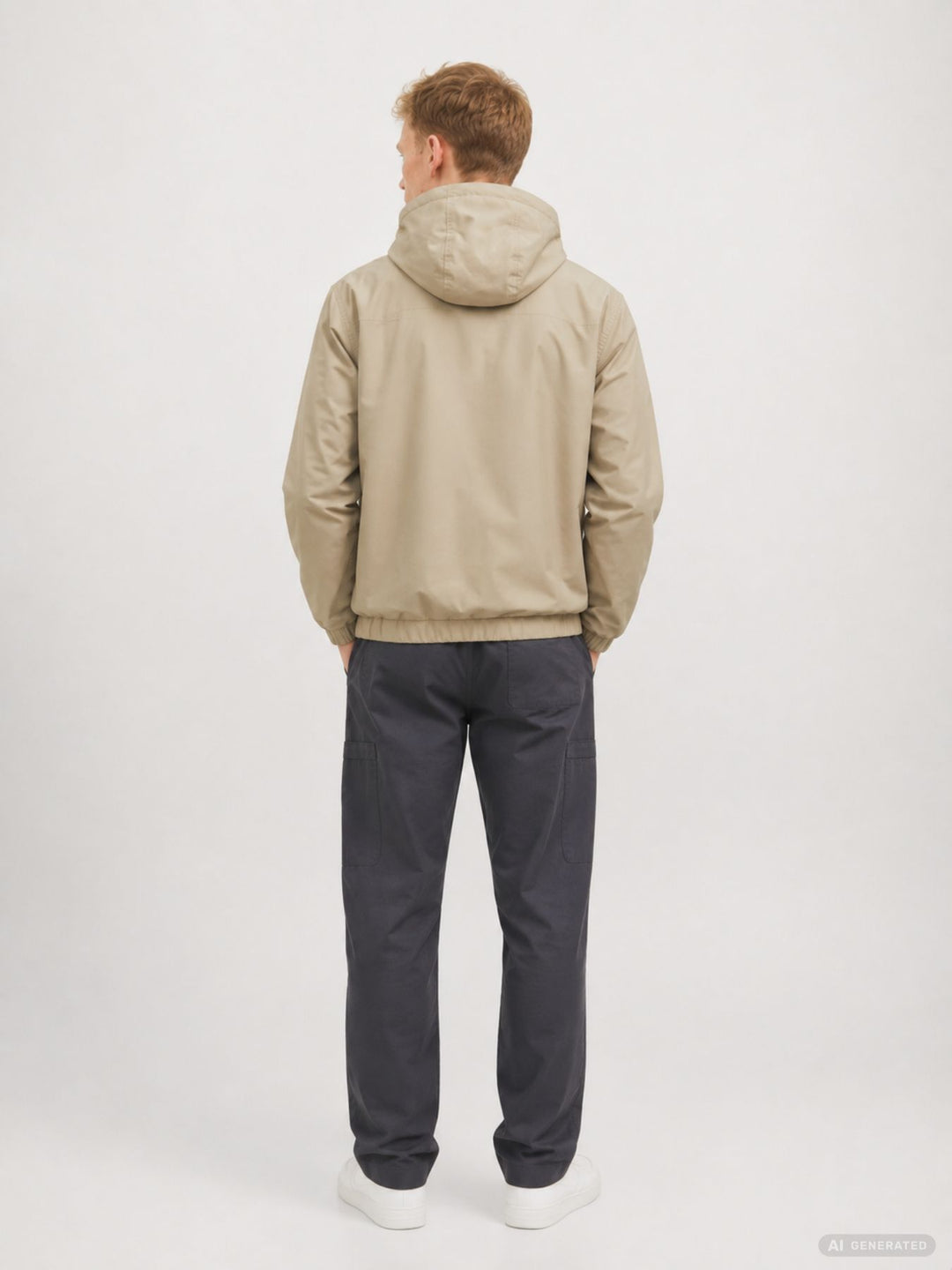 Herren Übergangsjacke in khaki mit Kapuze – wasserabweisend & funktional