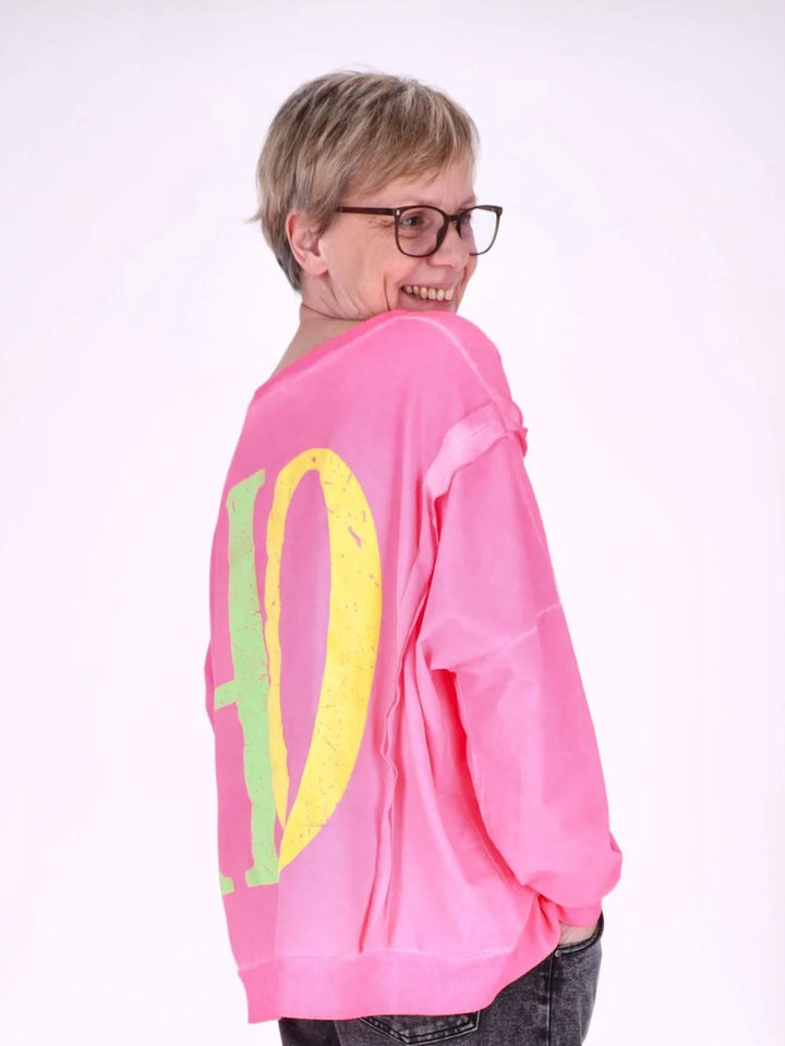 Pinkes Damen Oversize Sweatshirt „SO / HO“ – Vintage-Style