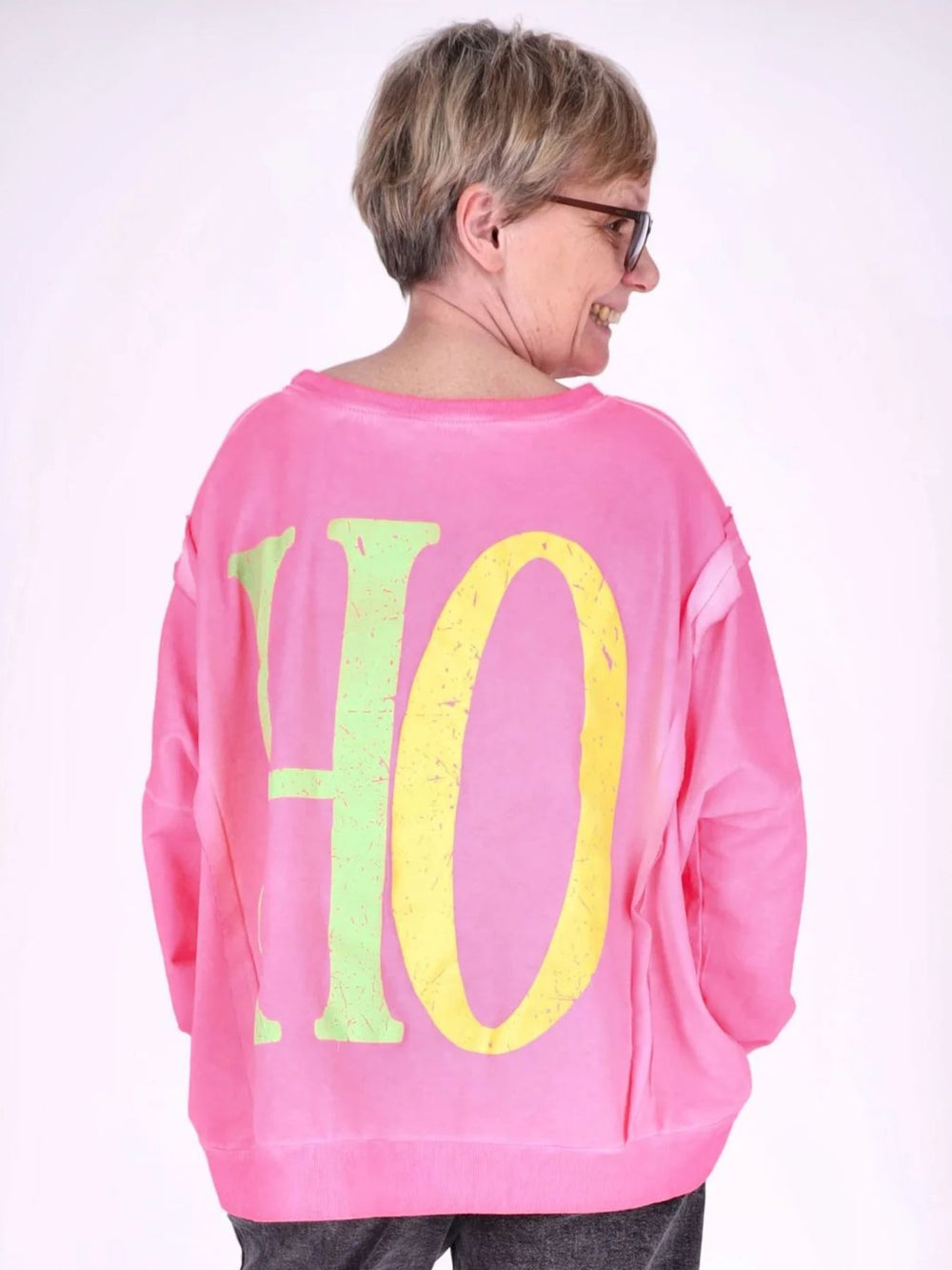 Pinkes Damen Oversize Sweatshirt „SO / HO“ – Vintage-Style