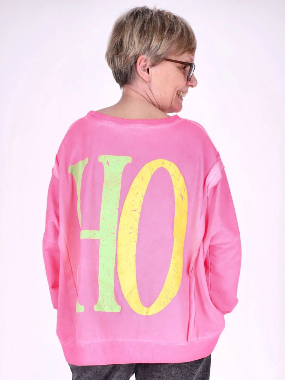 Pinkes Damen Oversize Sweatshirt „SO / HO“ – Vintage-Style
