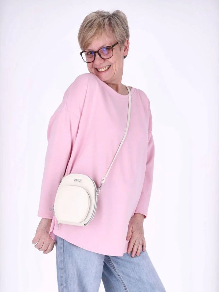 Pinkes Damen Longshirt Oversized mit überschnittenen Schultern