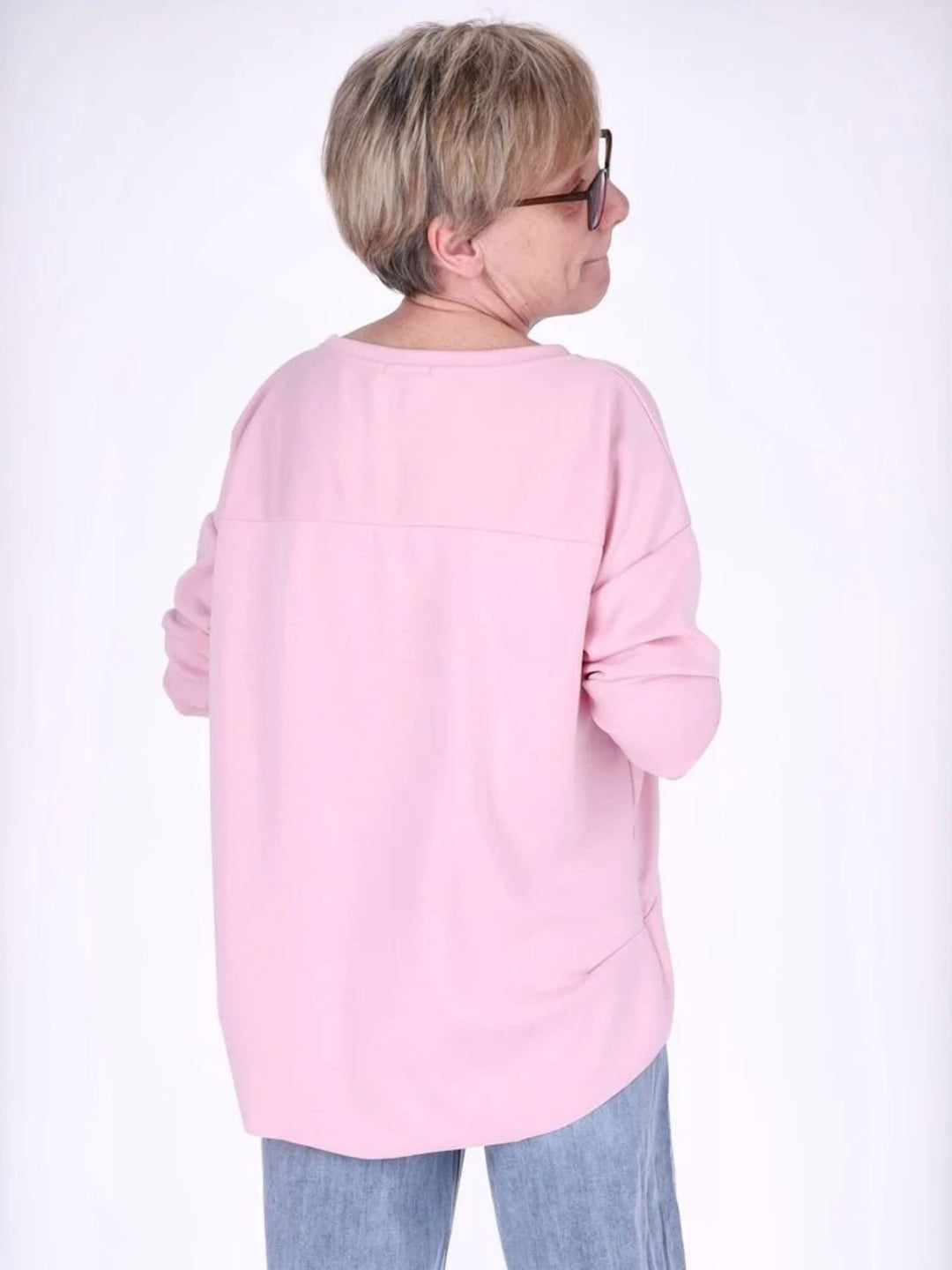 Pinkes Damen Longshirt Oversized mit überschnittenen Schultern