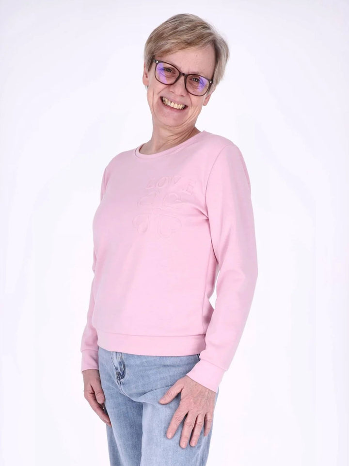 Pinkes Damen Sweatshirt „LOVE“ mit Relief-Schriftzug