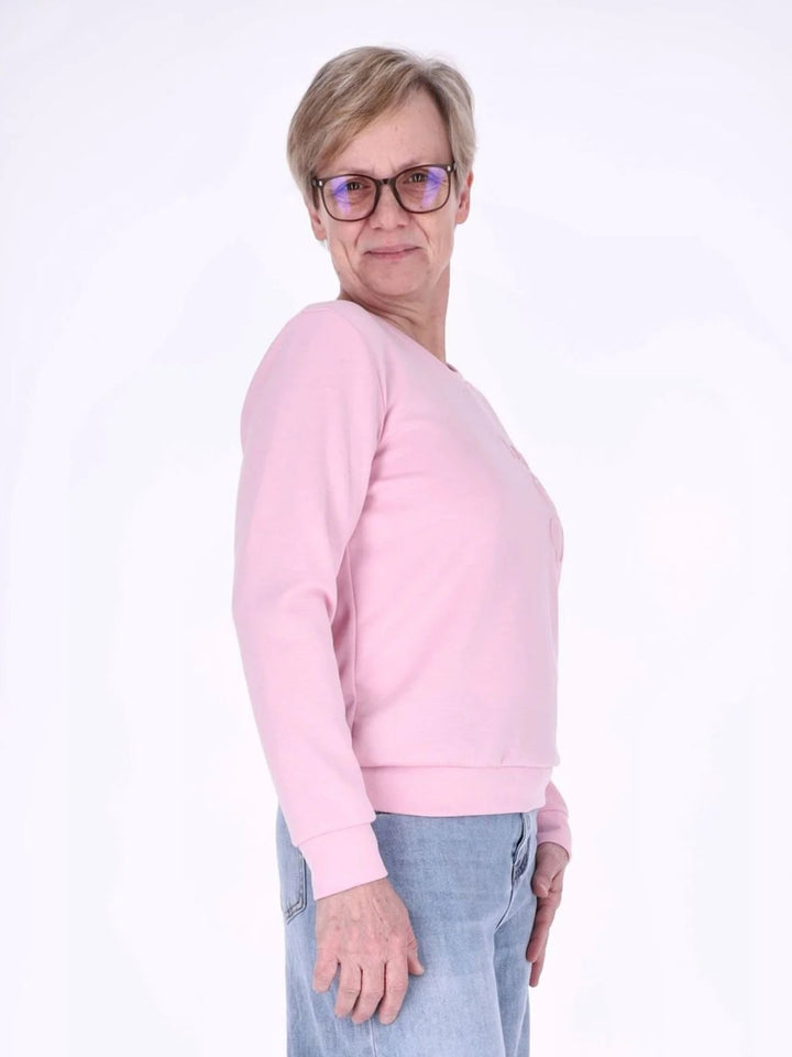Pinkes Damen Sweatshirt „LOVE“ mit Relief-Schriftzug