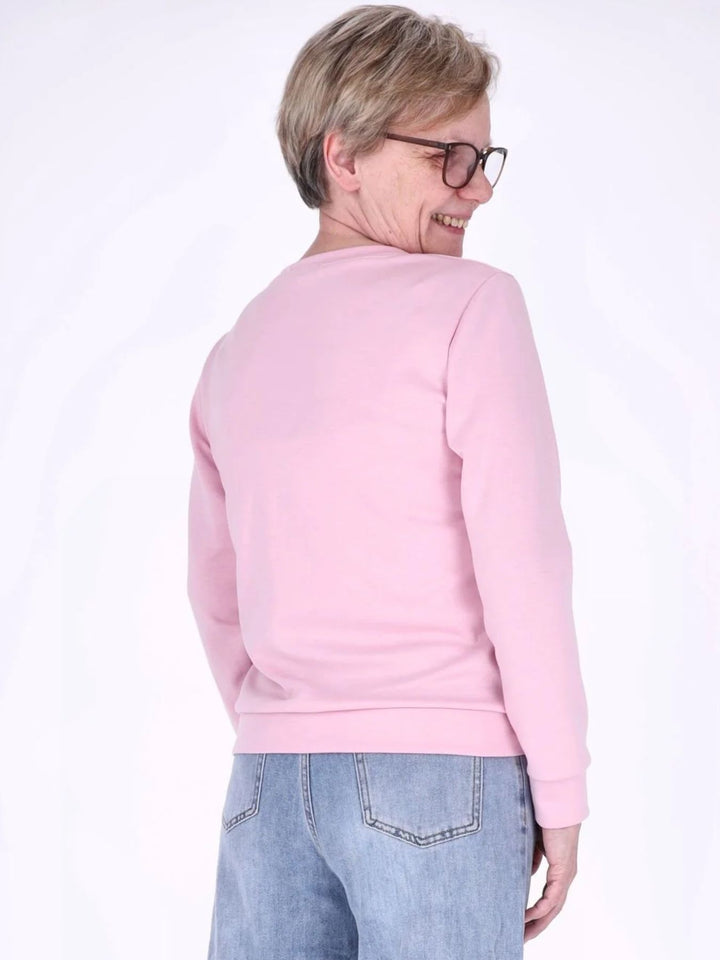 Pinkes Damen Sweatshirt „LOVE“ mit Relief-Schriftzug
