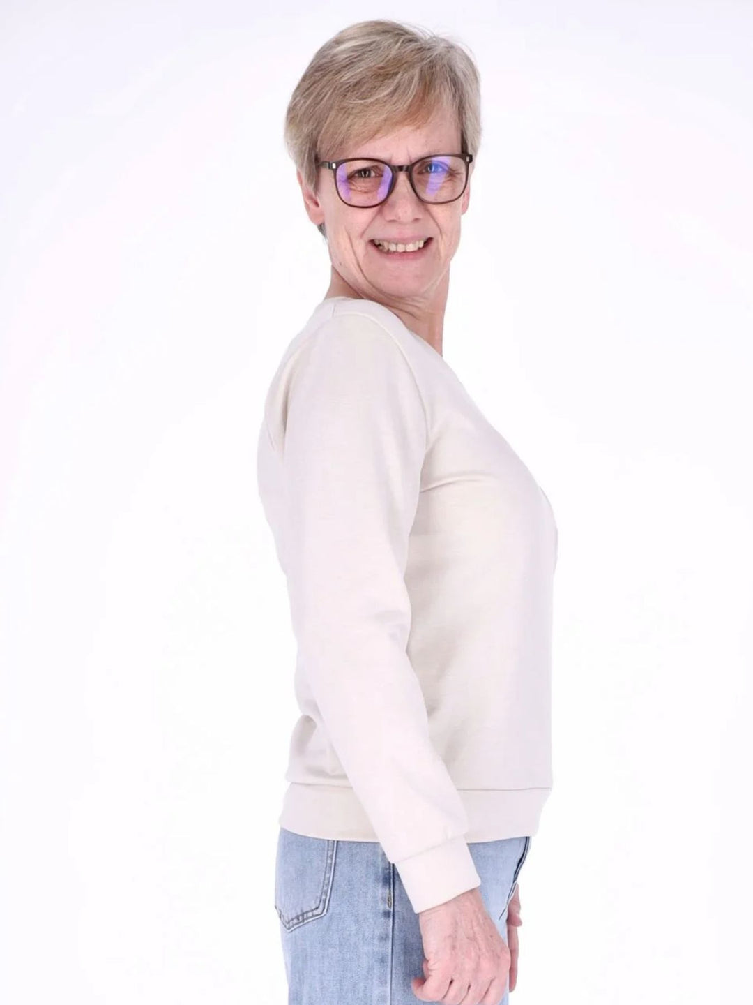 Beiges Damen Sweatshirt „LOVE“ mit Relief-Schriftzug