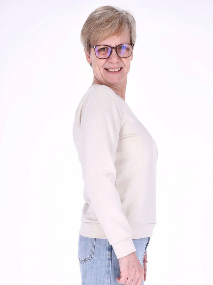Beiges Damen Sweatshirt „LOVE“ mit Relief-Schriftzug