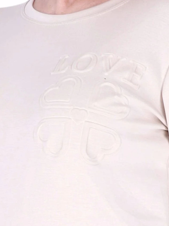 Beiges Damen Sweatshirt „LOVE“ mit Relief-Schriftzug