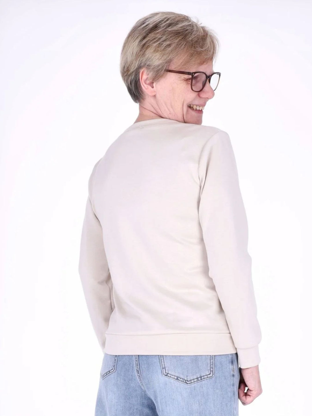 Beiges Damen Sweatshirt „LOVE“ mit Relief-Schriftzug