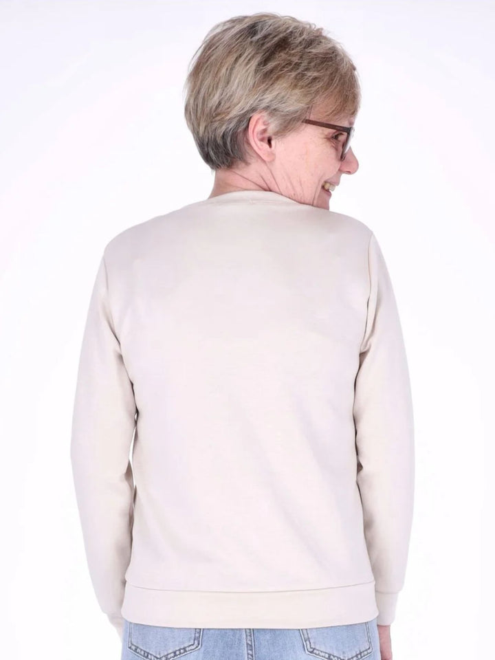 Beiges Damen Sweatshirt „LOVE“ mit Relief-Schriftzug
