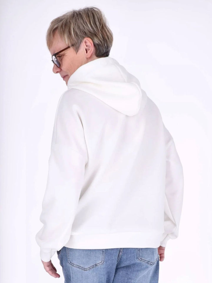 Weißer Damen Oversize Hoodie „have a NICE DAY“ mit Gold-Details