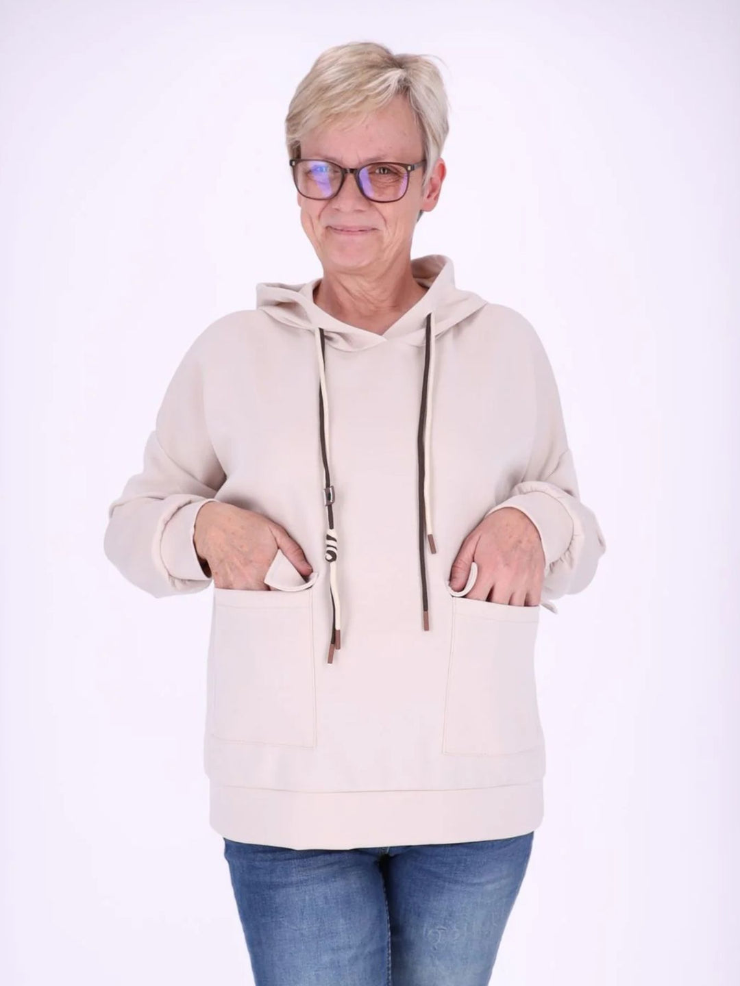 Beiges Damen Sweatshirt mit Kapuze – weich & bequem