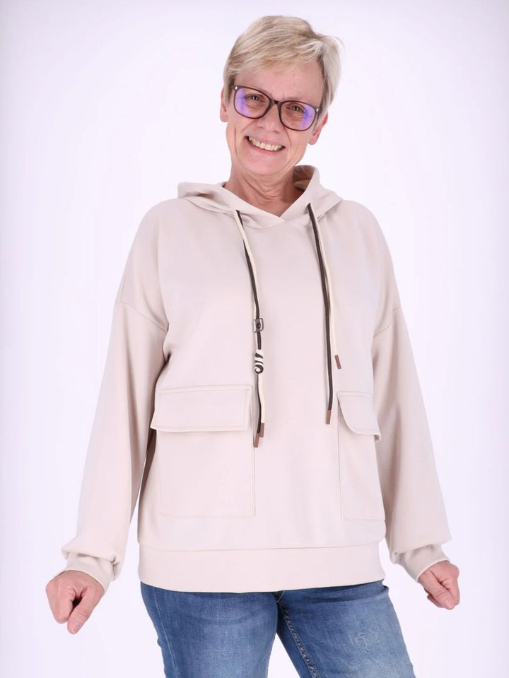 Beiges Damen Sweatshirt mit Kapuze – weich & bequem
