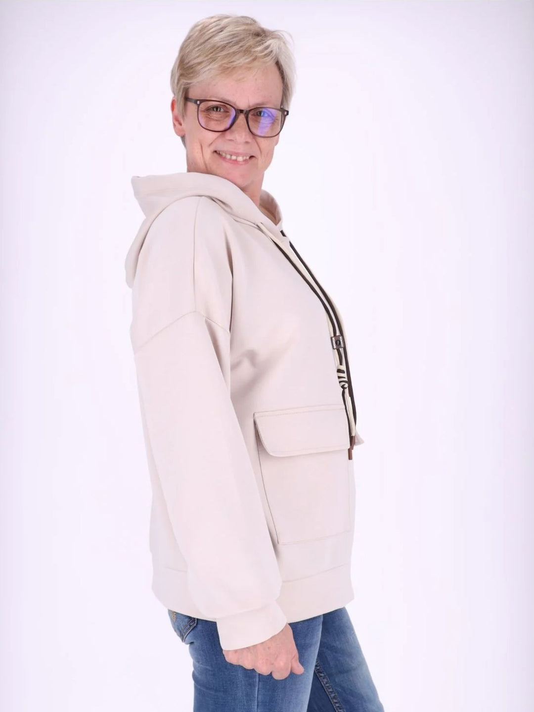 Beiges Damen Sweatshirt mit Kapuze – weich & bequem
