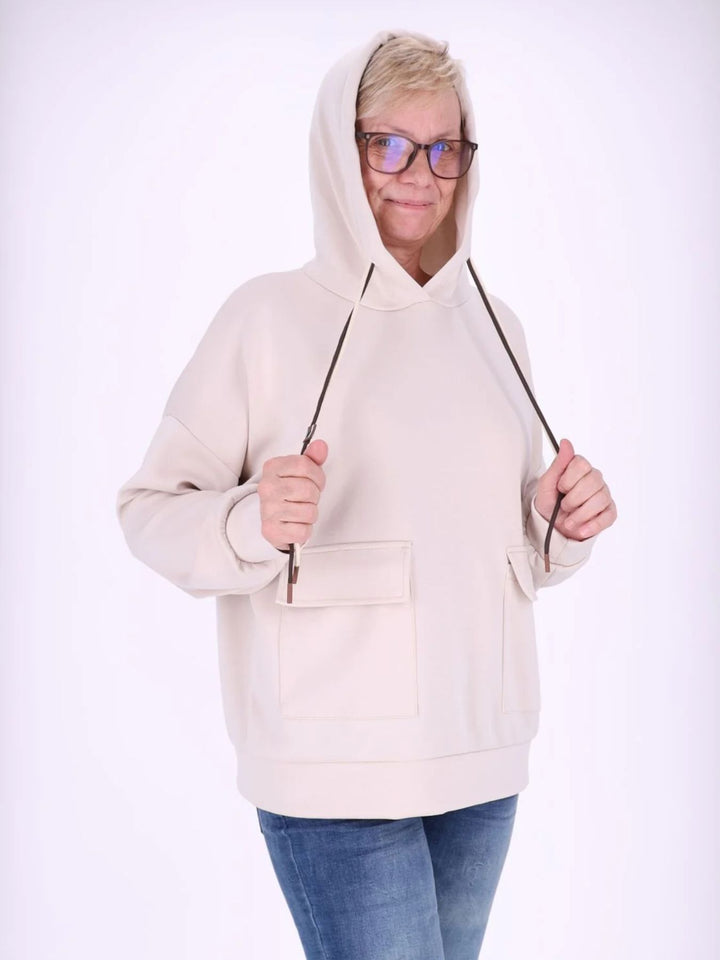 Beiges Damen Sweatshirt mit Kapuze – weich & bequem