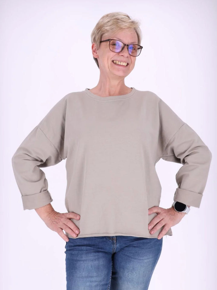 Beiges Damen Sweatshirt mit Raglanärmeln – One Size