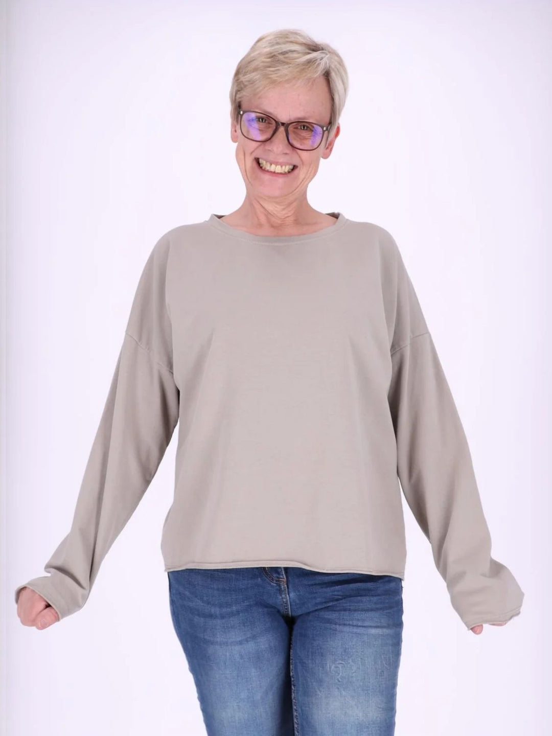 Beiges Damen Sweatshirt mit Raglanärmeln – One Size
