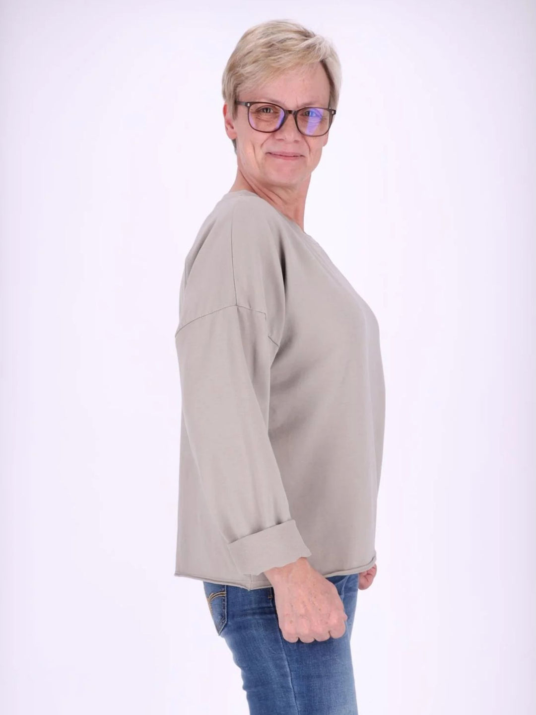 Beiges Damen Sweatshirt mit Raglanärmeln – One Size