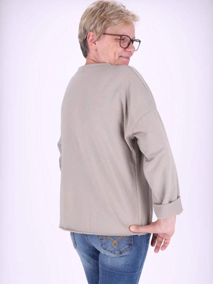 Beiges Damen Sweatshirt mit Raglanärmeln – One Size