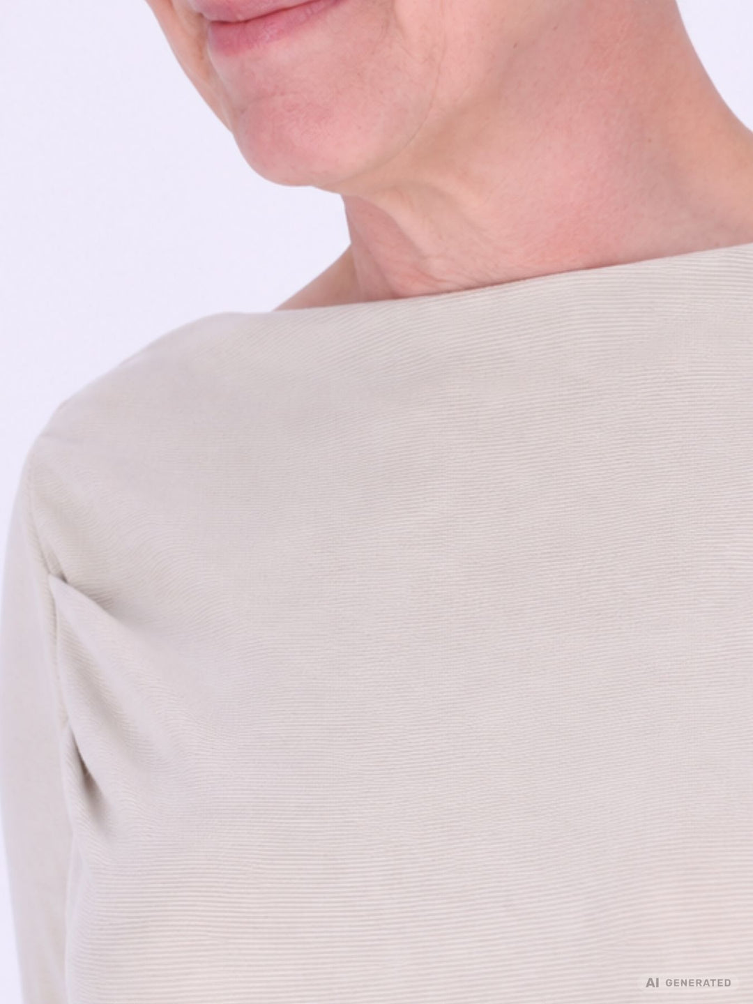 Beiges Damen Shirt mit offenen Kanten – locker & lässig