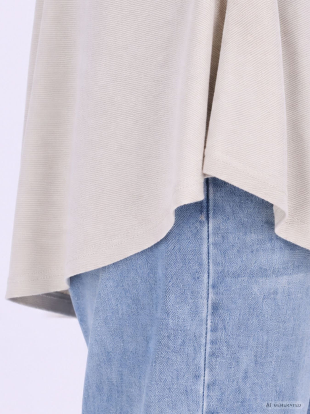 Beiges Damen Shirt mit offenen Kanten – locker & lässig