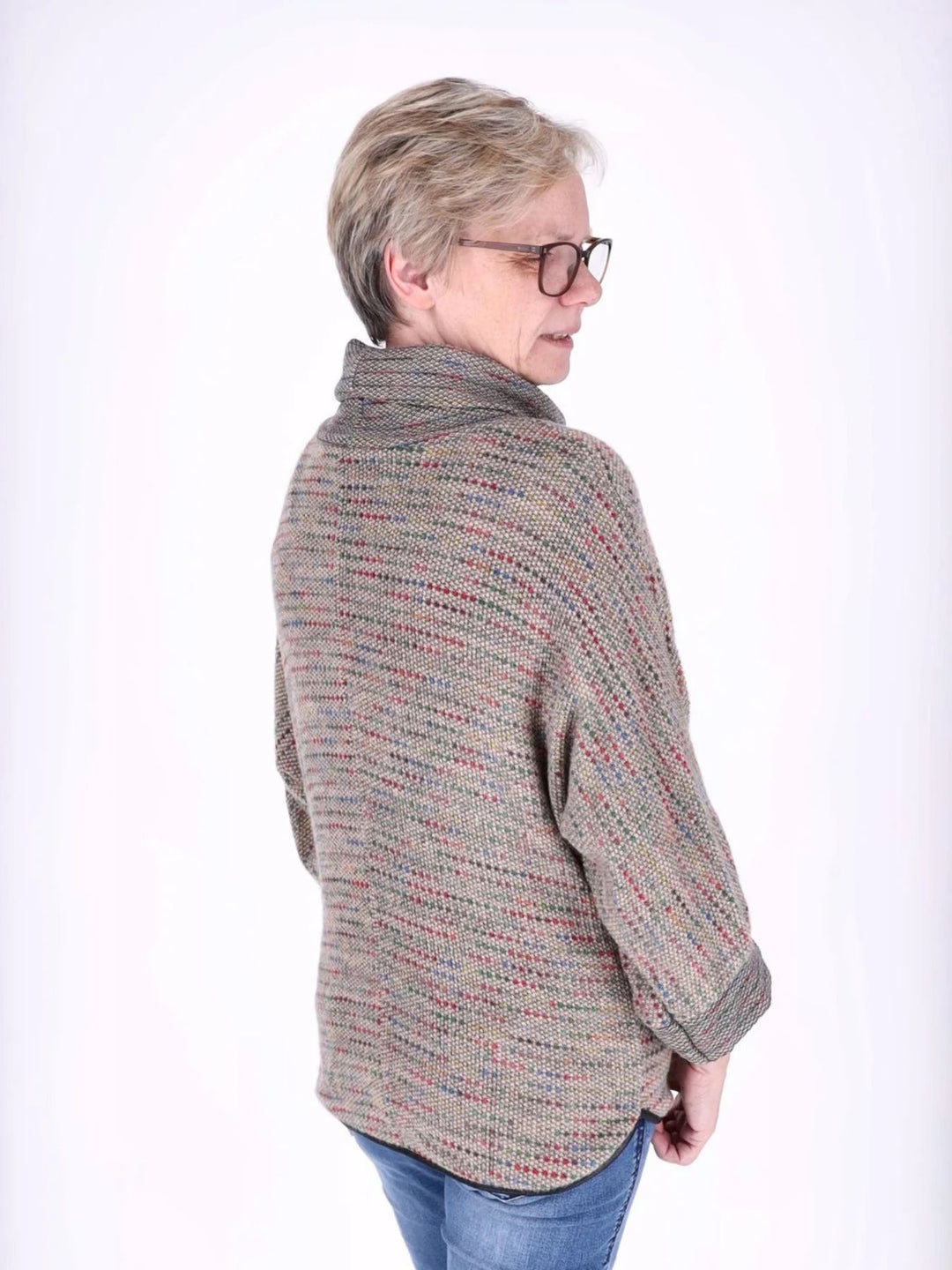 Beiges Damen Sweatshirt mit Rollkragen & 3/4-Arm