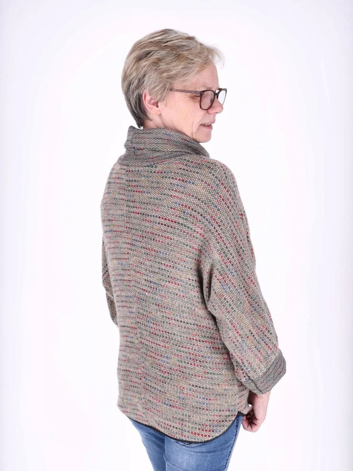 Beiges Damen Sweatshirt mit Rollkragen & 3/4-Arm