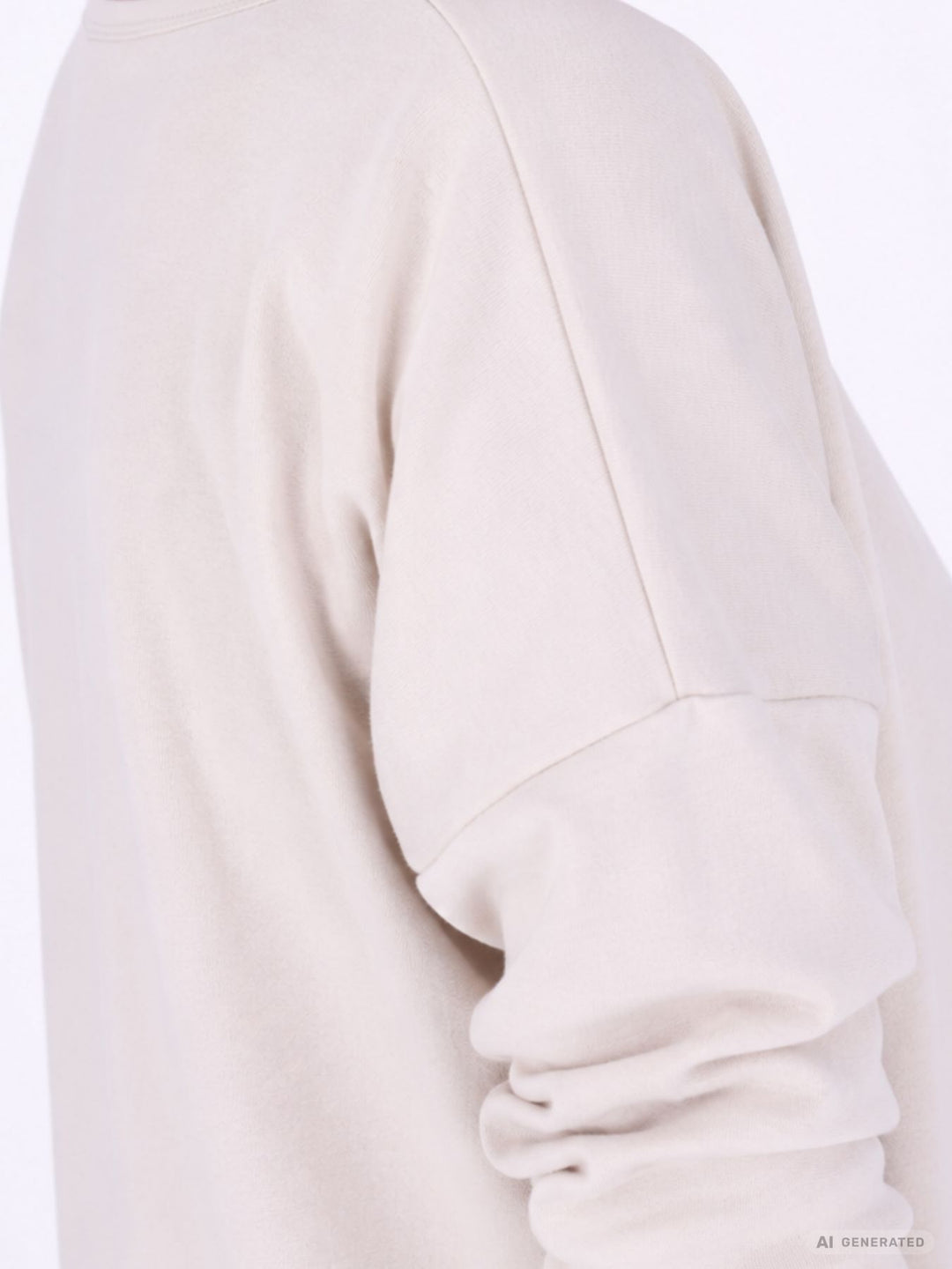 Beiges Damen Longshirt Oversized mit überschnittenen Schultern