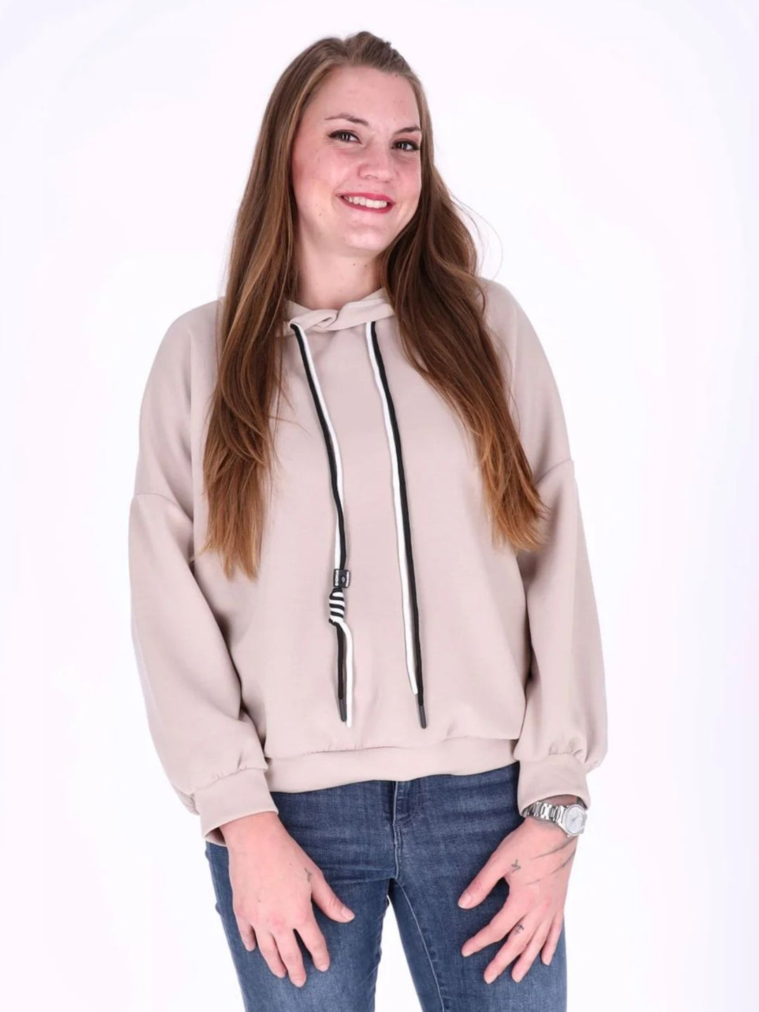 Beiges Damen Kapuzensweatshirt „MIU“ – Oversize & lässig