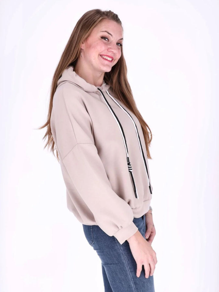 Beiges Damen Kapuzensweatshirt „MIU“ – Oversize & lässig