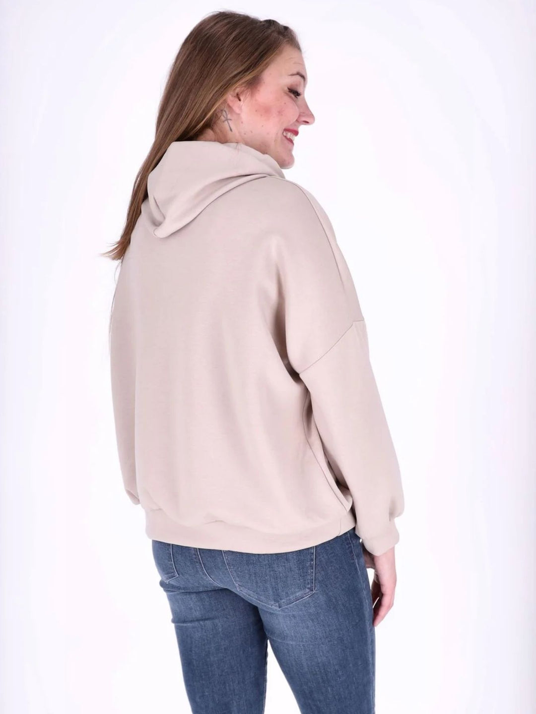 Beiges Damen Kapuzensweatshirt „MIU“ – Oversize & lässig