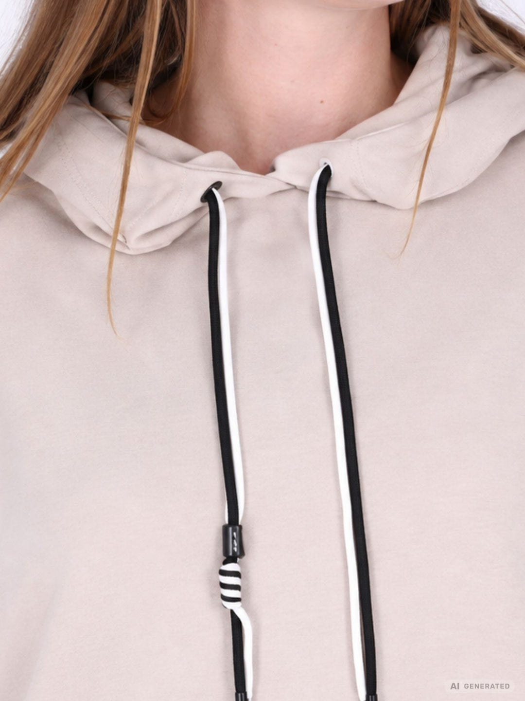 Beiges Damen Kapuzensweatshirt „MIU“ – Oversize & lässig