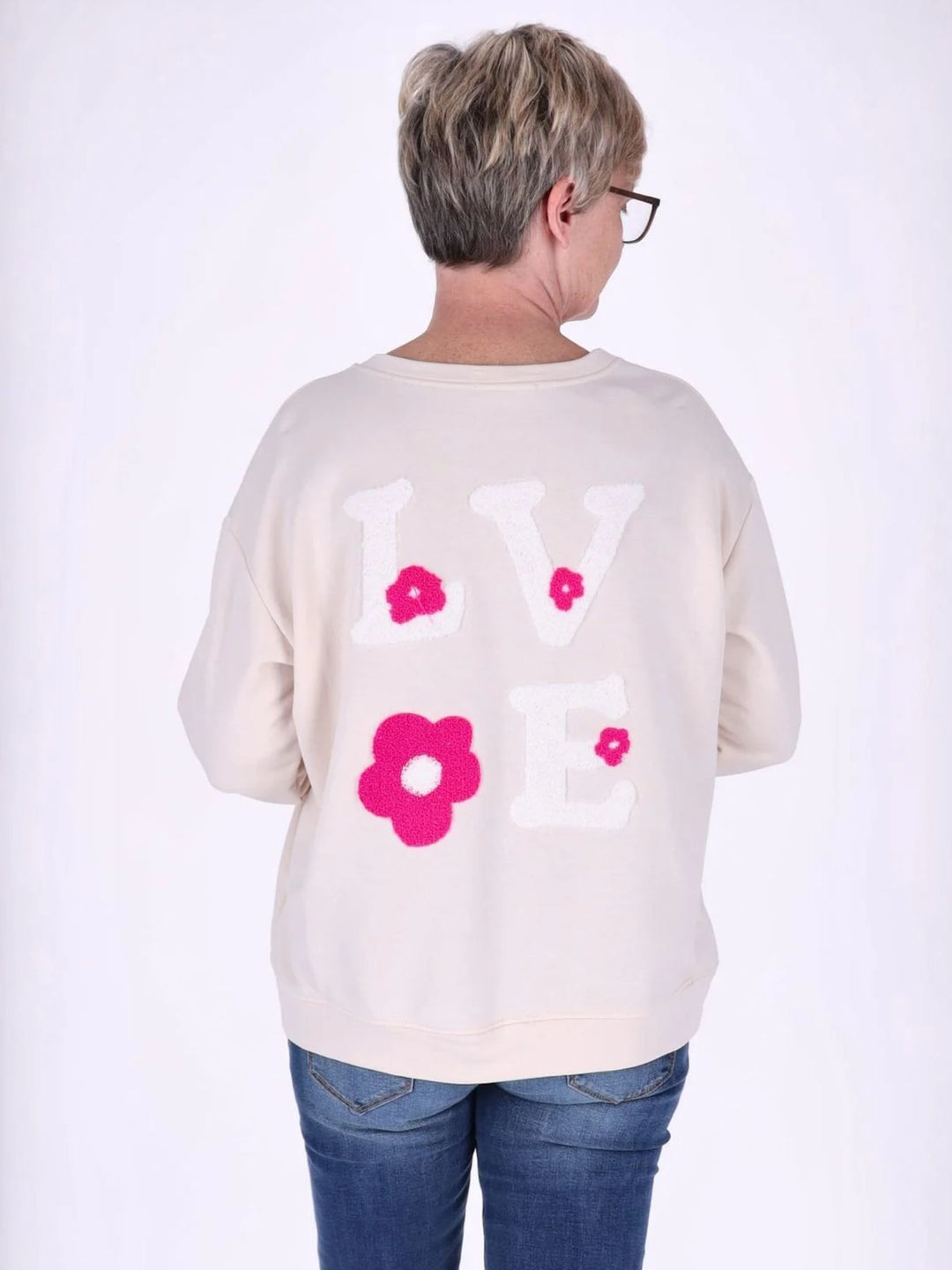 Beiges Damen Sweatshirt „LOVE“ – Oversize mit Statement-Print