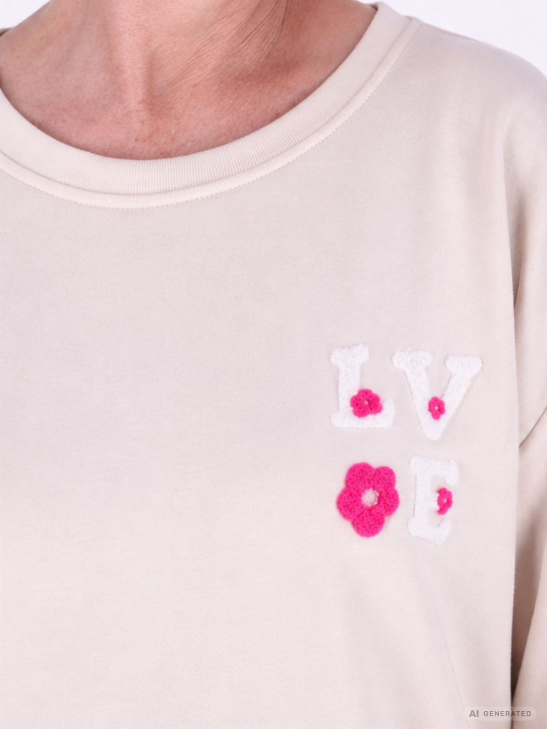 Beiges Damen Sweatshirt „LOVE“ – Oversize mit Statement-Print