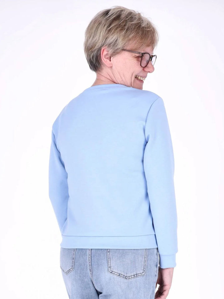 Blaues Damen Sweatshirt „LOVE“ mit Relief-Schriftzug