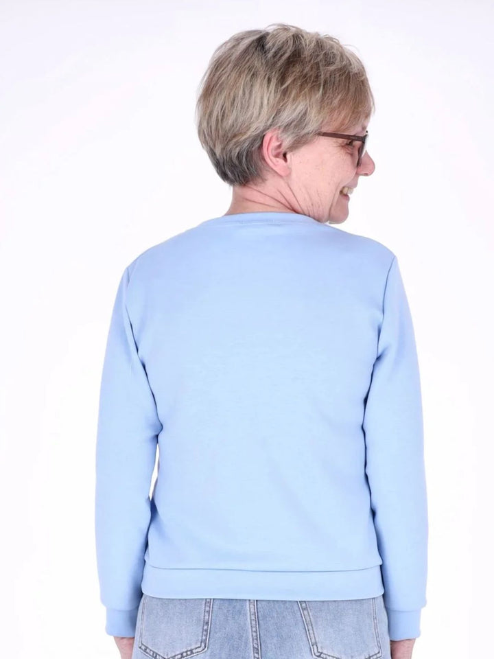 Blaues Damen Sweatshirt „LOVE“ mit Relief-Schriftzug