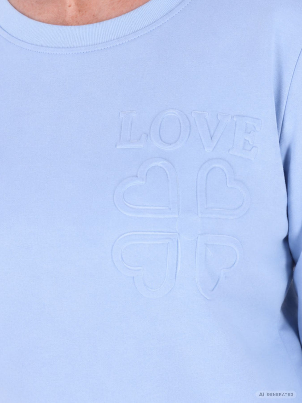 Blaues Damen Sweatshirt „LOVE“ mit Relief-Schriftzug
