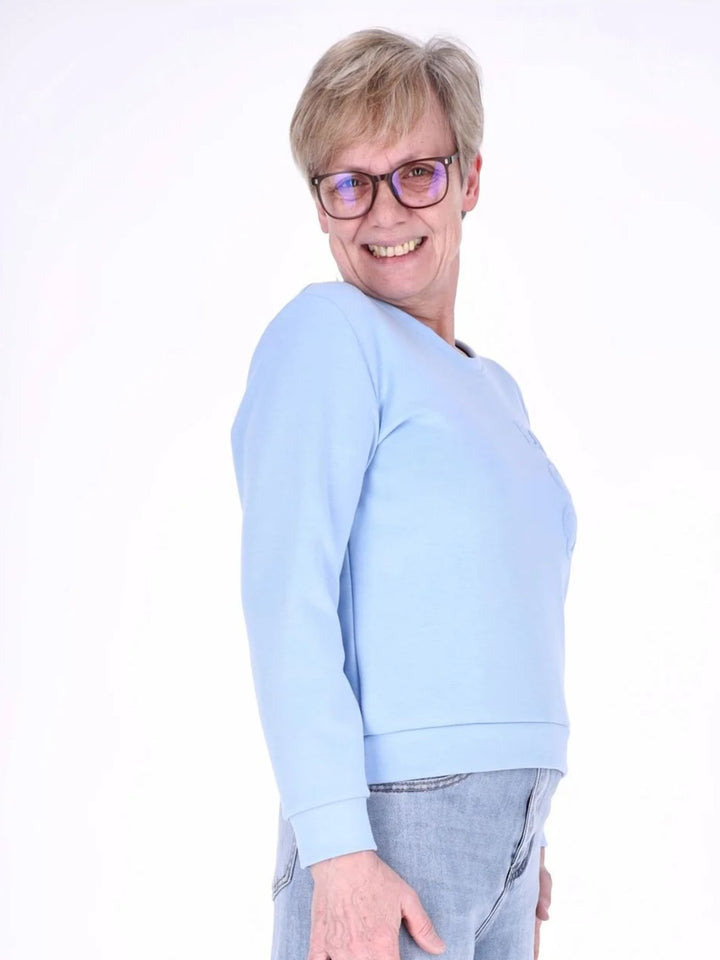 Blaues Damen Sweatshirt „LOVE“ mit Relief-Schriftzug