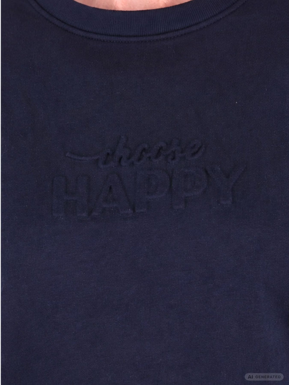 Dunkelblaues Damen Sweatshirt „Choose Happy“ mit 3D-Print