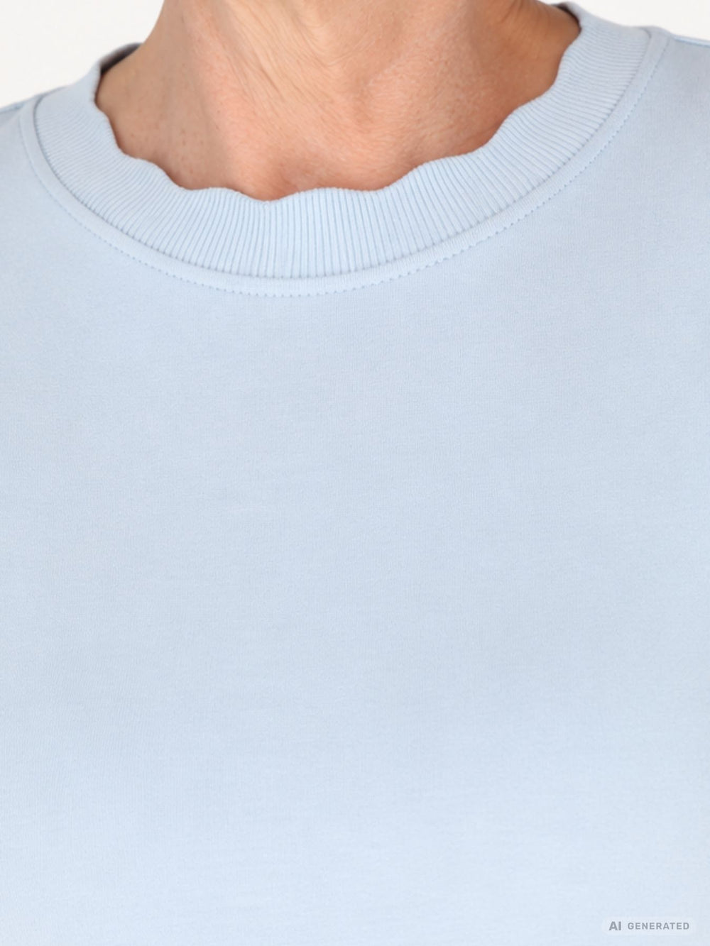 Blaues Damen Shirt mit 3/4-Arm & gewelltem Halsausschnitt