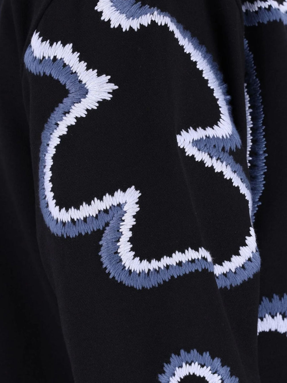 Blau gestreiftes Damen Sweatshirt mit Blüten-Stickerei